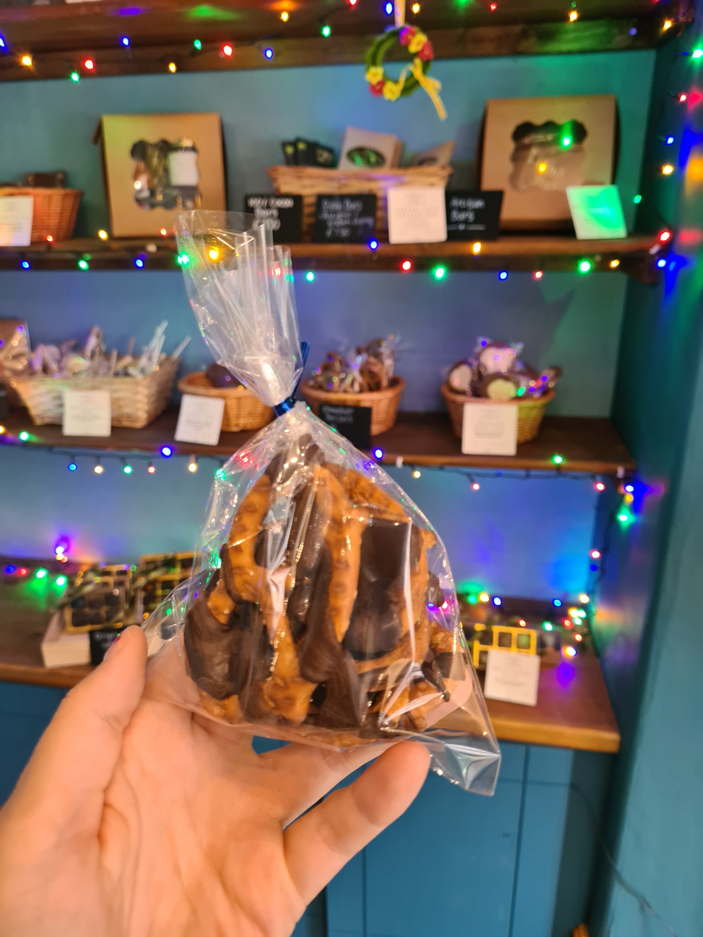 Milk or Dark Chocolate-Striped Pretzels